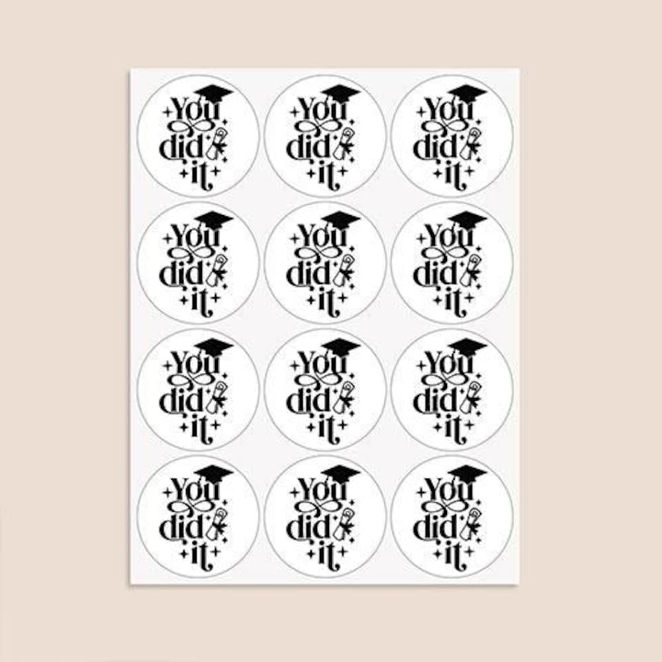 image 1 of Graduation You Did It Round Stickers 60mm - Sheet of 12