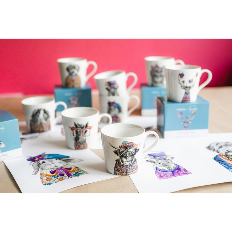 image 1 of Mikasa x Tipperleyhill Stag Print Porcelain Mug, 380ml | White