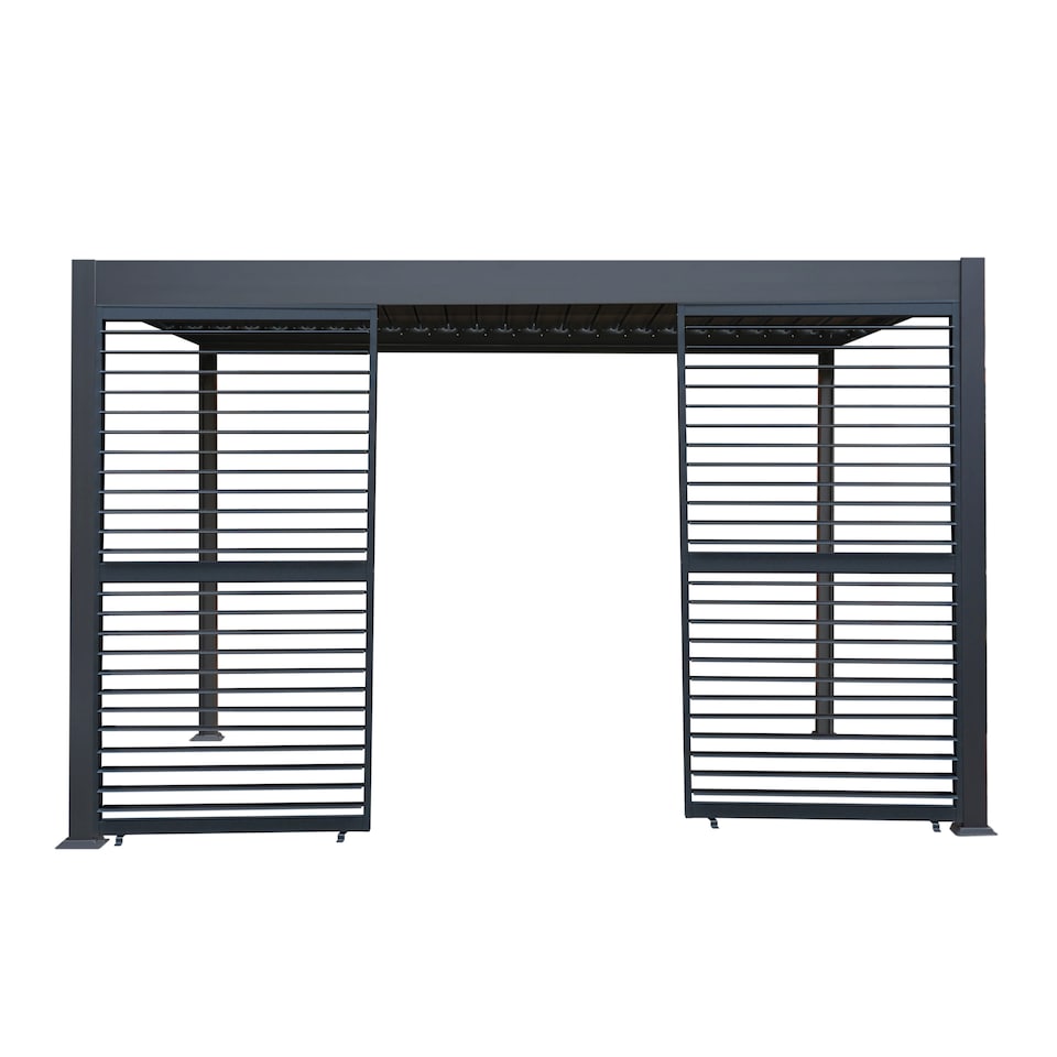 image 1 of Anthracite Aluminium Pergola With 2 x Shutter Panels - 3m x 4m