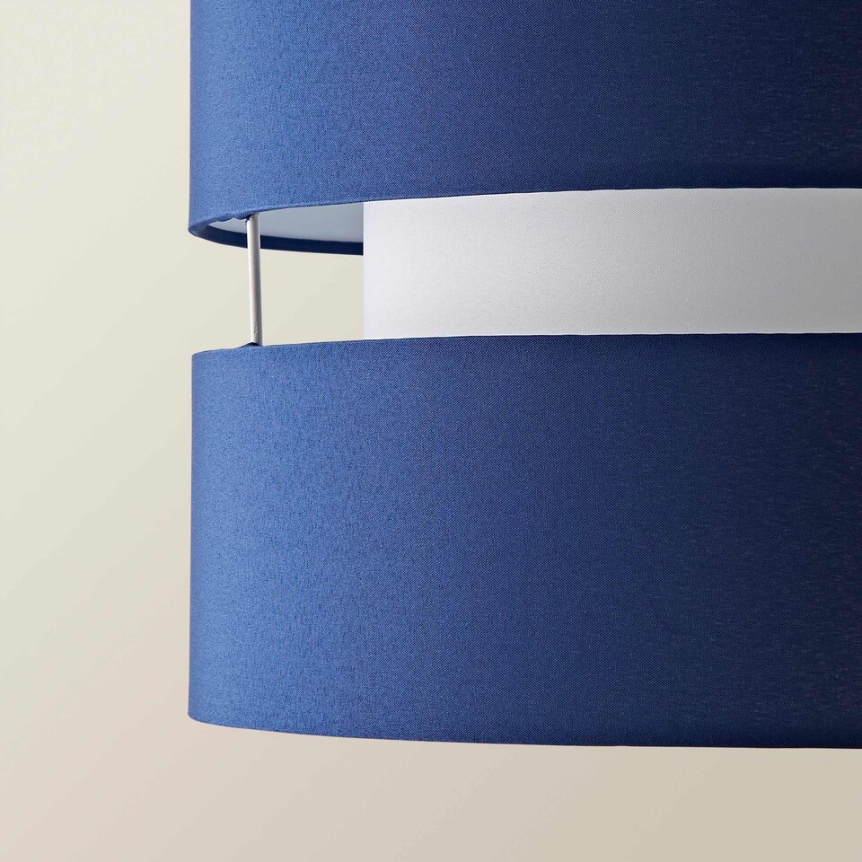 image 1 of ValueLights Sophia Pair of Small Navy 2 Tier Lamp Shades & Bulbs Blue