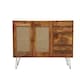 image 2 of Nyack Large Sideboard - Mango Wood/Iron - L40 x W145 x H80 cm - Light Brown with Natural Rattan - Assembly Required | Brown
