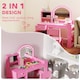 image 3 of AIYAPLAY Kids Vanity Table and Chair Set, Girls Dressing Table with 2-Colour LED Mirror, Stool, Cabinet, Drawer, Bookshelf and Shelves for Ages 3-8 Years | Pink