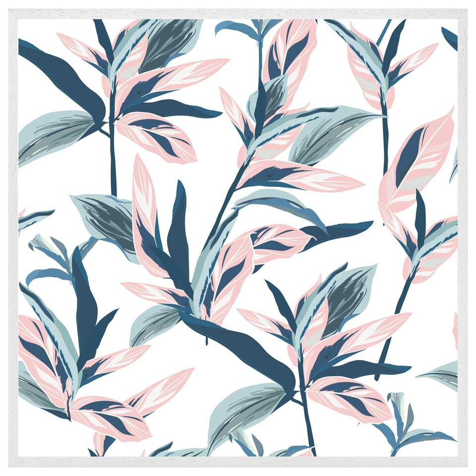 image 1 of Winter pink & blue flowers (Picture Frame) White | XS