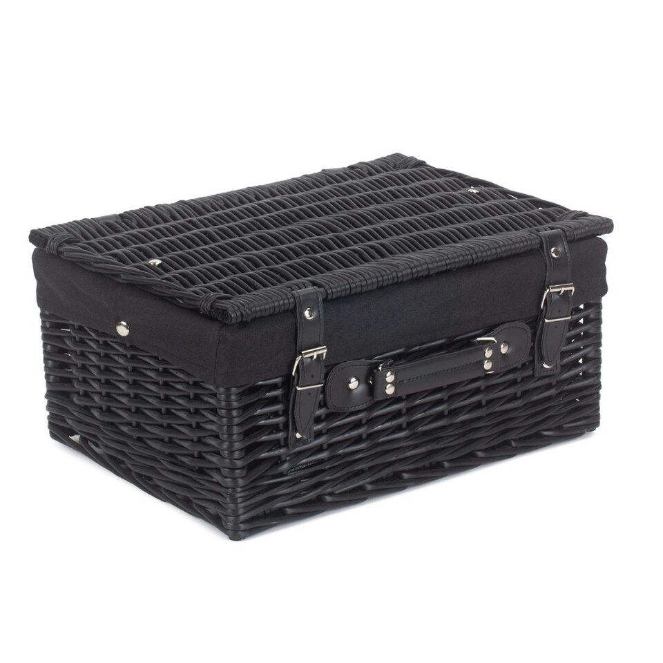 image 1 of 41cm Empty Willow Wicker Picnic Basket with Lining White | White | One Size