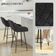 image 4 of HOMCOM Bar Stools Set of 2 Velvet-Touch Fabric Counter Bar Chairs Dark Grey
