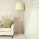 image 3 of ValueLights Victoria Light Wood Traditional Stem Floor Lamp with Beige Fabric Tapered Shade