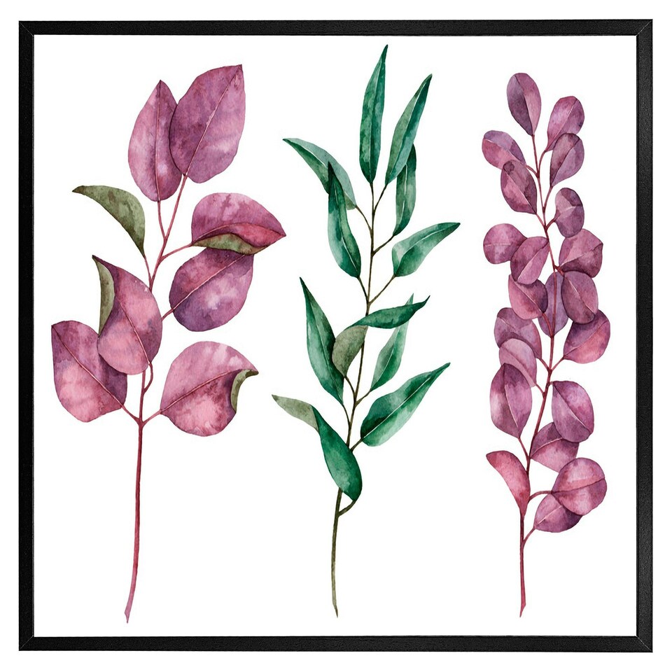 image 1 of Purple & green leaves (Picutre Frame) Brown | Oak | L