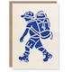 image 1 of Hiking Blue on White Camping Hike Backpacker Good Luck Card