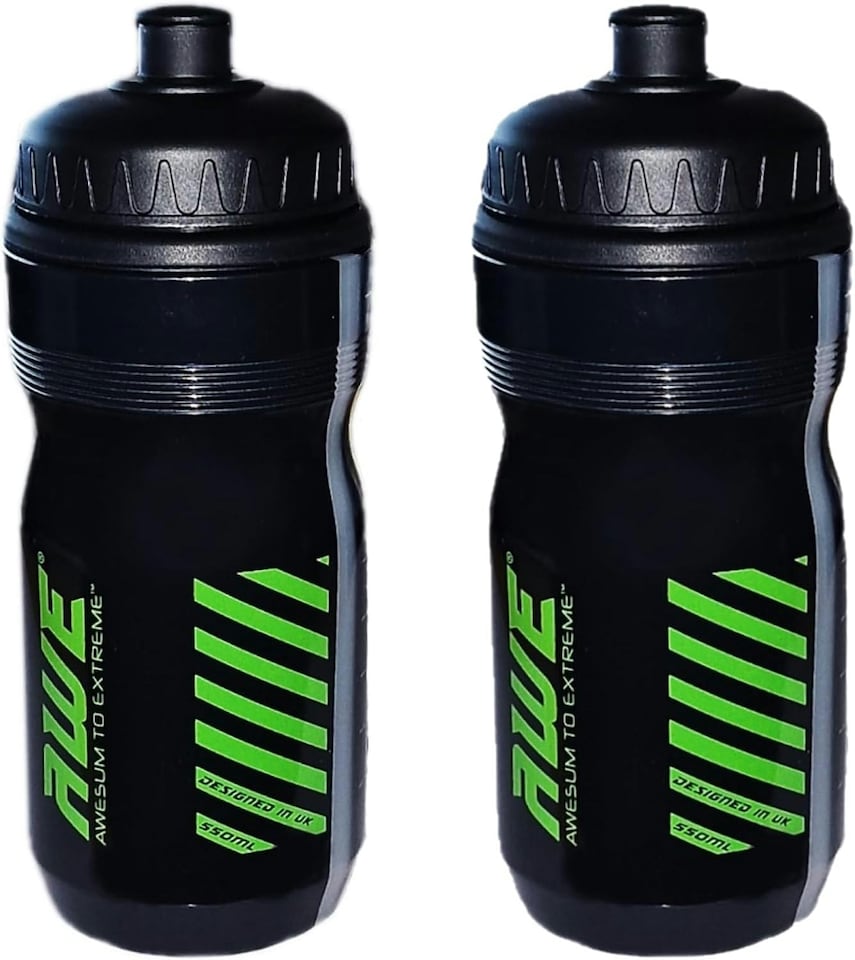 image 1 of AWE 2 x 550ml Bike/Sports 100% BPA Free,Plastic Water Bottles with Measurement Gauge