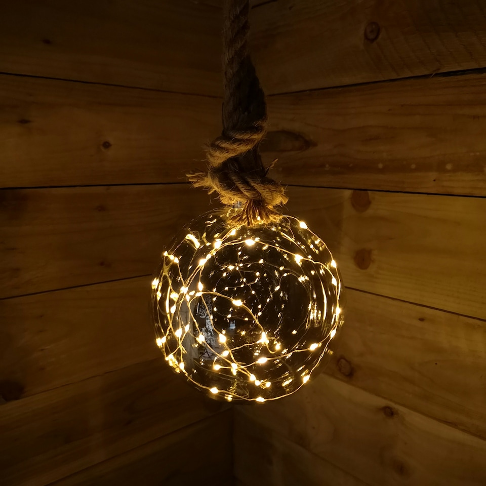 image 1 of 20cm Warm White Large Bauble LED Christmas Lights Window Decorations Timer Light