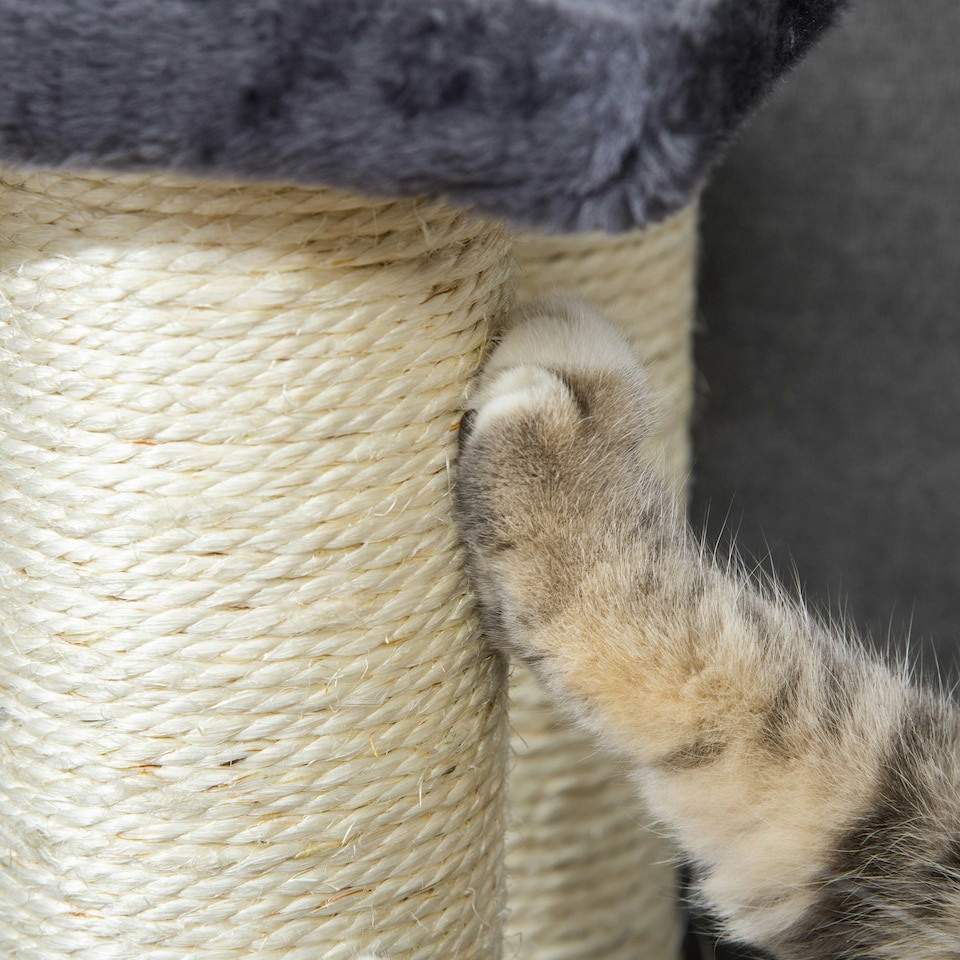 image 1 of PawHut Dog Steps for Bed 4 Step Pet Stairs ladder for Dog Cat Scratch Post Grey