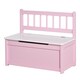 image 1 of HOMCOM 2 In 1 Wooden Toy Box, Seat Bench Storage Chest w Pneumatic Rod | Pink