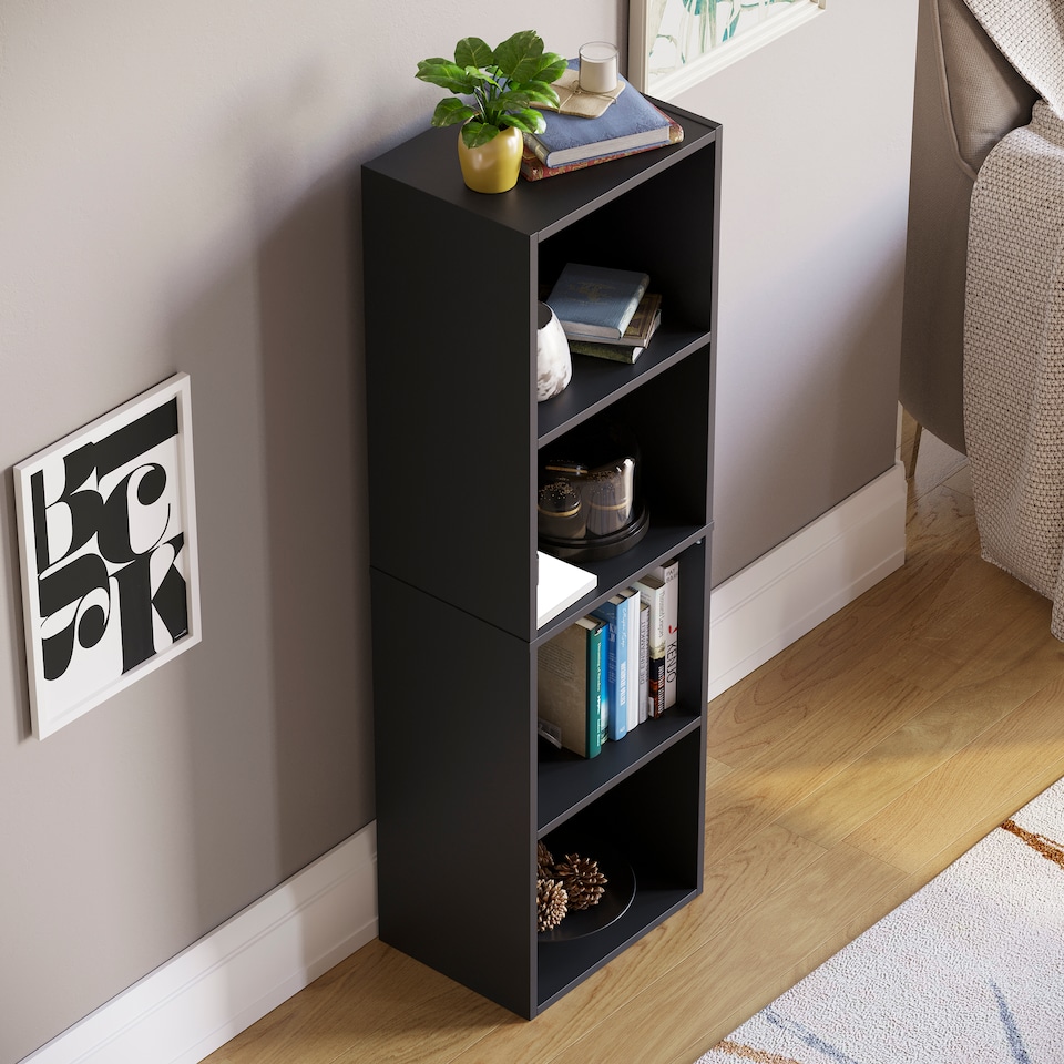 image 1 of Vida Designs Oxford 4 Tier Cube Bookcase Display Storage, Black