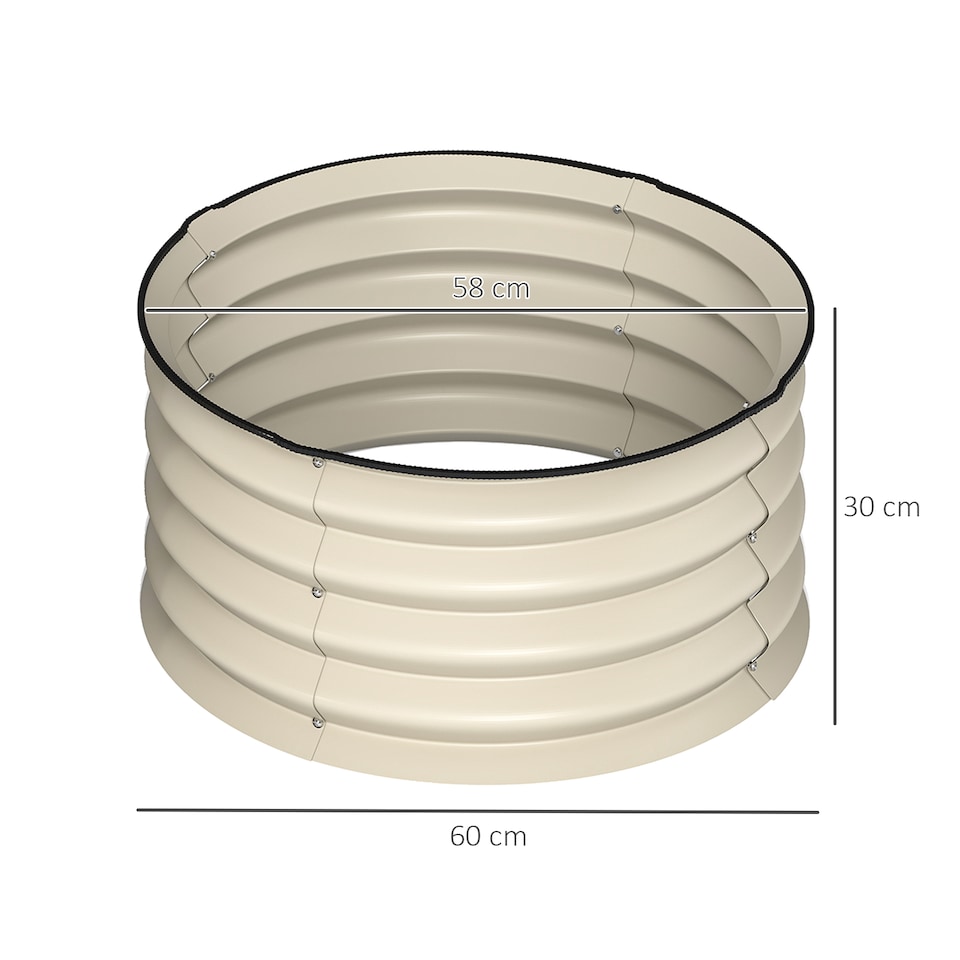 image 1 of Outsunny Steel Raised Beds for Garden Set of 2, Outdoor Elevated Planter Box with Safety Edging, Easy-to-assemble Stock Tank for Growing Flowers, Herbs and Vegetables, Cream White