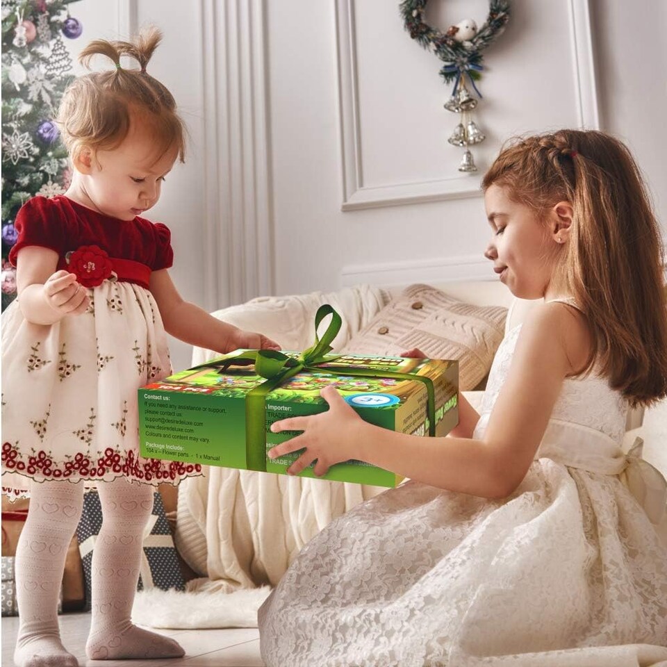 image 1 of Desire Deluxe Girls Toys for 3 Year Old Girl Flower Garden Toy Building Blocks Set for Baby, Children - Indoor & Outdoor Floral Arrangement for Kids 104pc