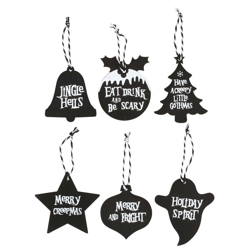 image 1 of Something Different Creepy Hanging Sign Set (Pack of 36) - Black - One Size