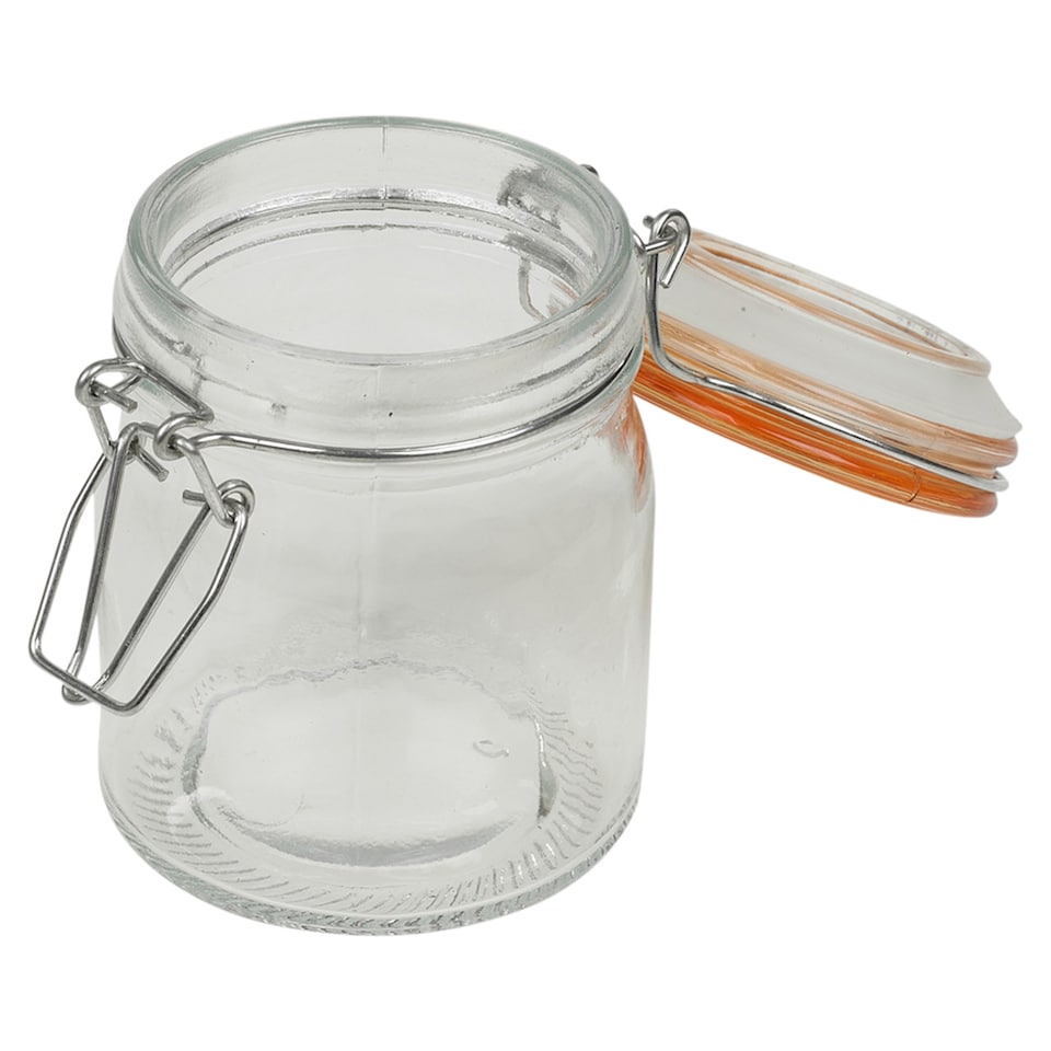 image 1 of 6x 145ml Glass Storage Jars with Coloured Clips