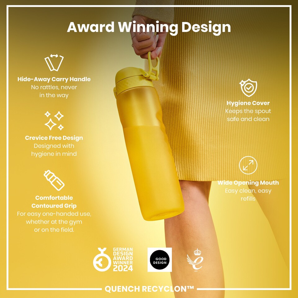 image 1 of Leak Proof 1 Litre Water Bottle, BPA Free, 1000ml (32oz) | Yellow | Yellow | 1L