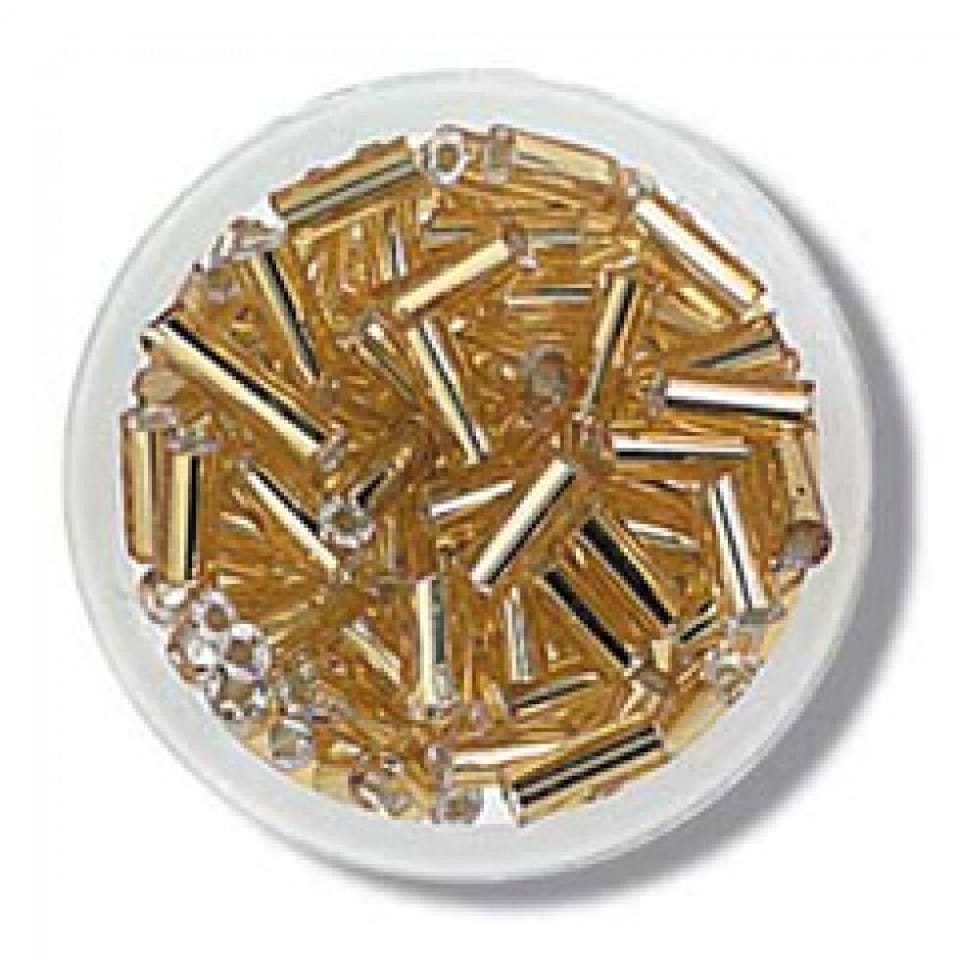 Trimits Gold  Glass Bugle Beads Bulk Pack for Embroidery & Jewellery Making - per value pack of 3