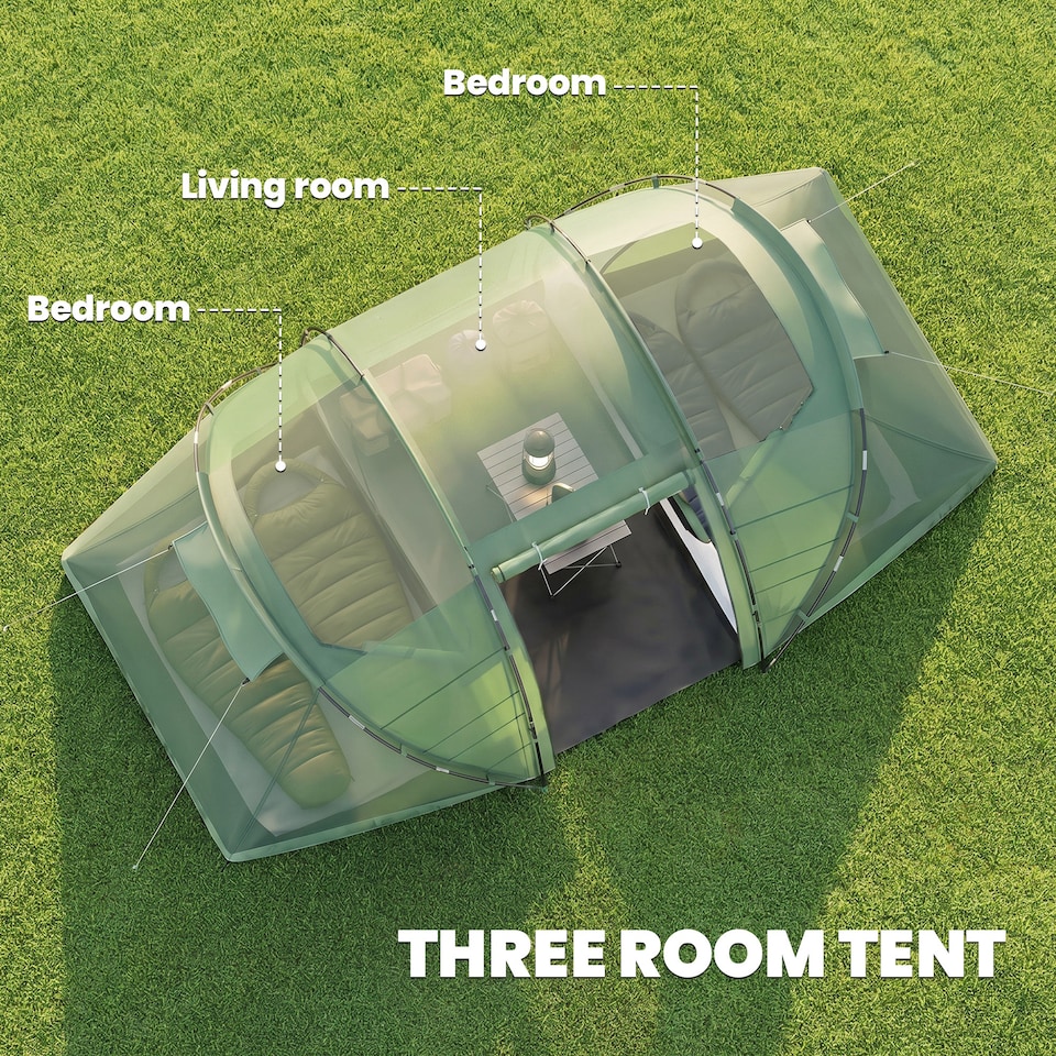 image 1 of Outsunny 4 Person Camping Tent Dome Family Travel Group Hiking Room Fishing