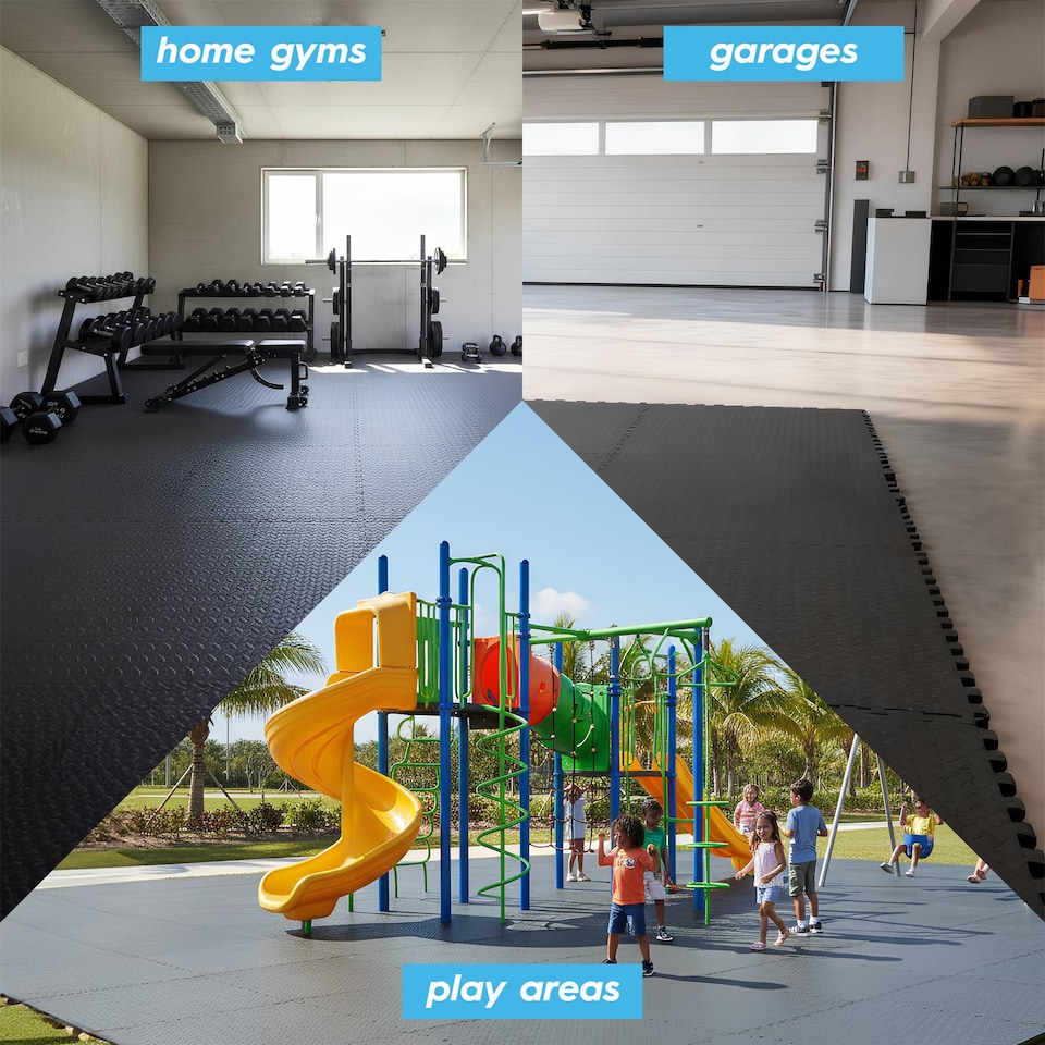 image 1 of Harbour Housewares Interlocking Gym Flooring Mats - 60 x 60cm - Pack of 12