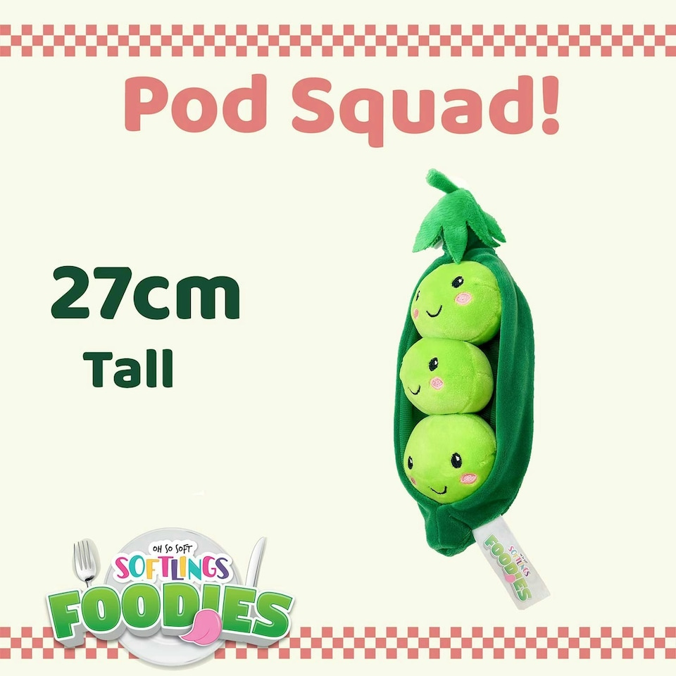 image 1 of Peas Soft Toy Food Themed Cute Plush Cuddly Soft Fluffy 27cm Multi-Coloured