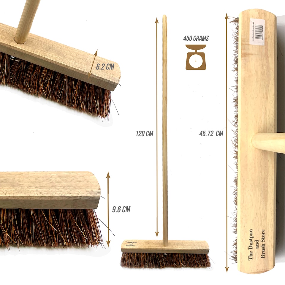 image 1 of Heavy Duty 18" Outdoor Broom Stiff Yard Brush and Handle