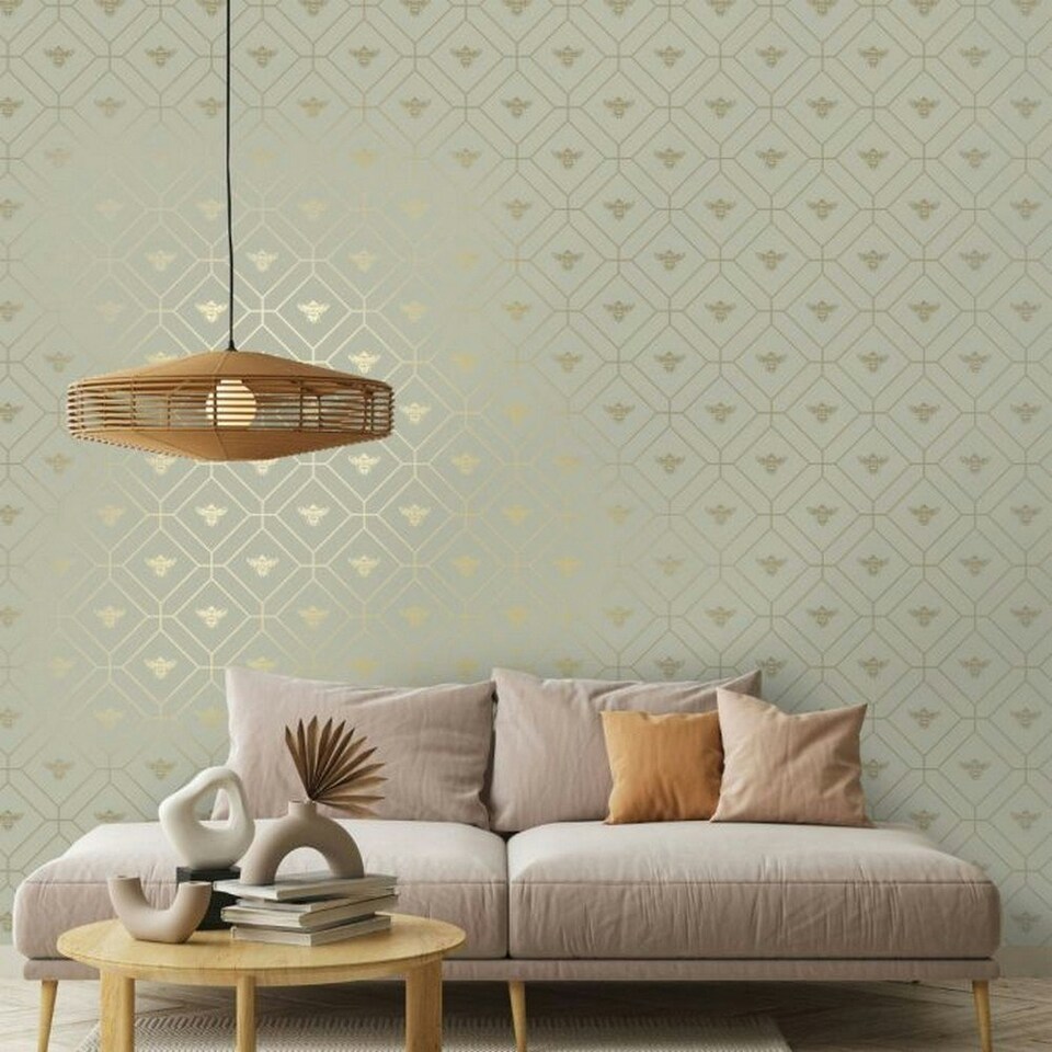 image 1 of Holden Décor Bee Wallpaper - Green - One Size | Green