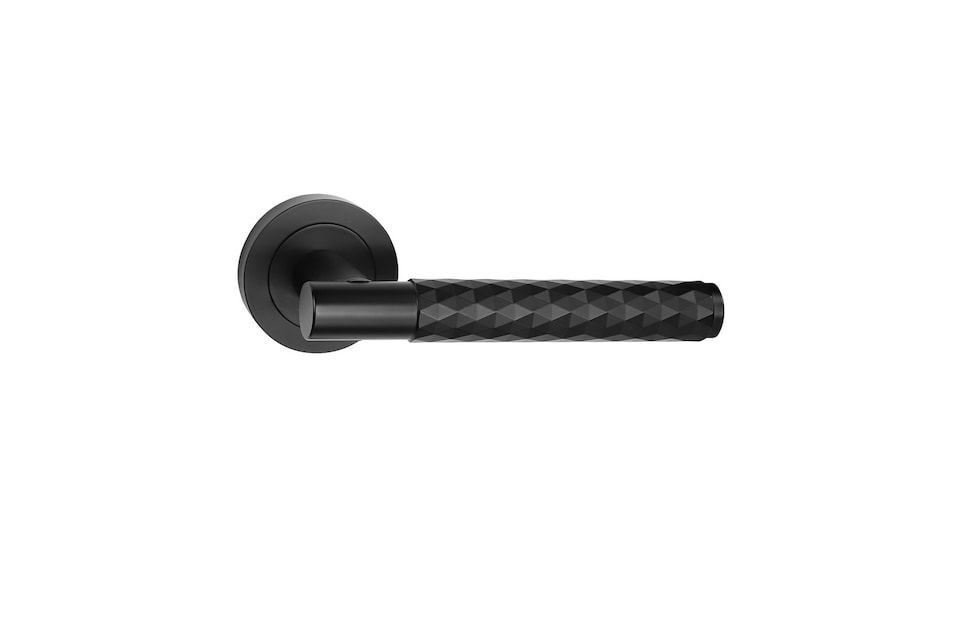 image 1 of Golden Grace 4 Pair Knurled Diamond Cut T-Bar Door Handle Matt Black Finish with Spindle and Screws