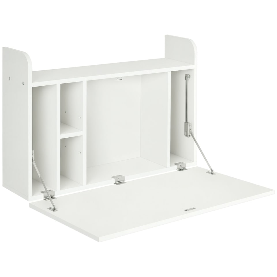 image 1 of HOMCOM Wall Mounted Table w/ Space Saving Storage Compartments for Home Office