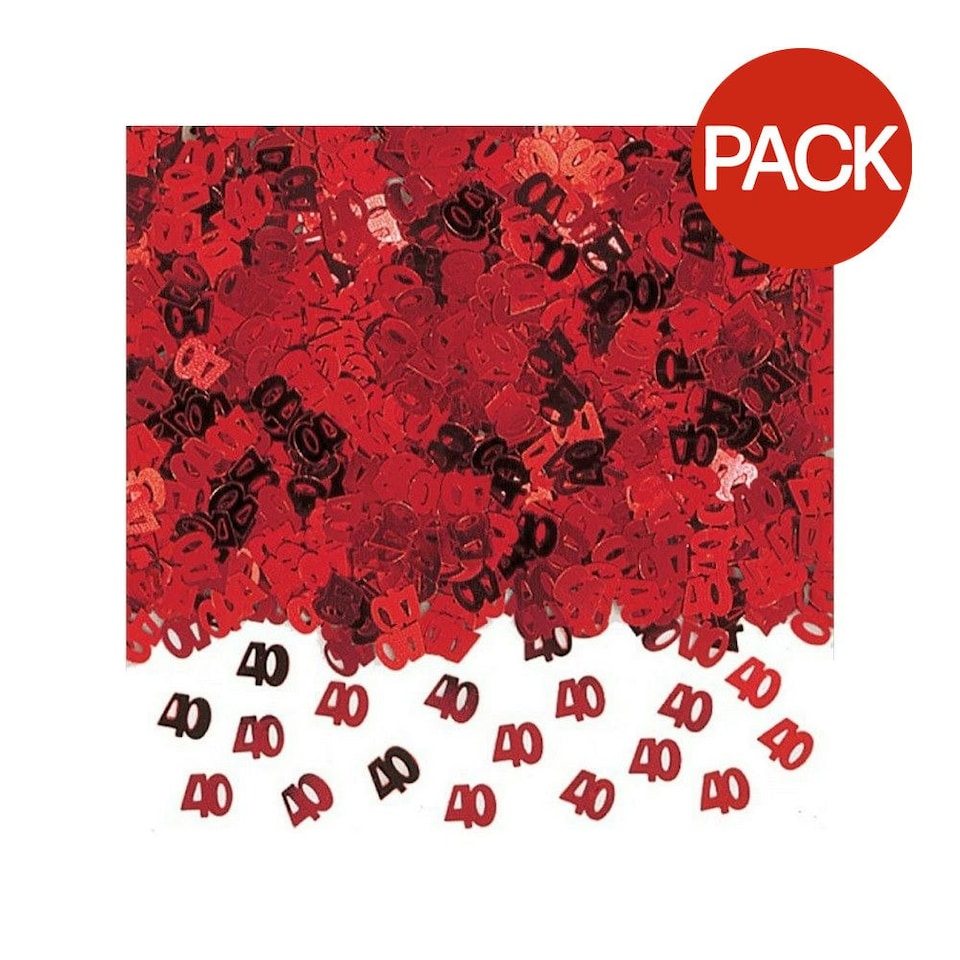 Amscan Metallic 40th Anniversary Confetti (Pack of 3) - Red/Black - One Size