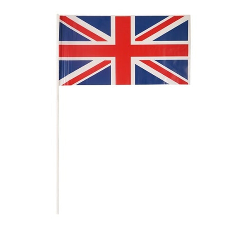 Union Jack Plastic Hand Flag on Stick 29cm - Pack of 10