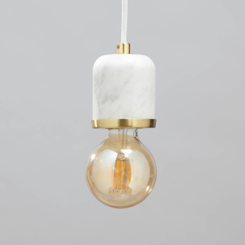 image 1 of BHS Romano Marble E27 Cable Set with 95mm Bulb | Gold | Brass | 1