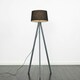 image 2 of ValueLights Modern Grey Wood Tripod Floor Lamp With Black Faux Linen Shade