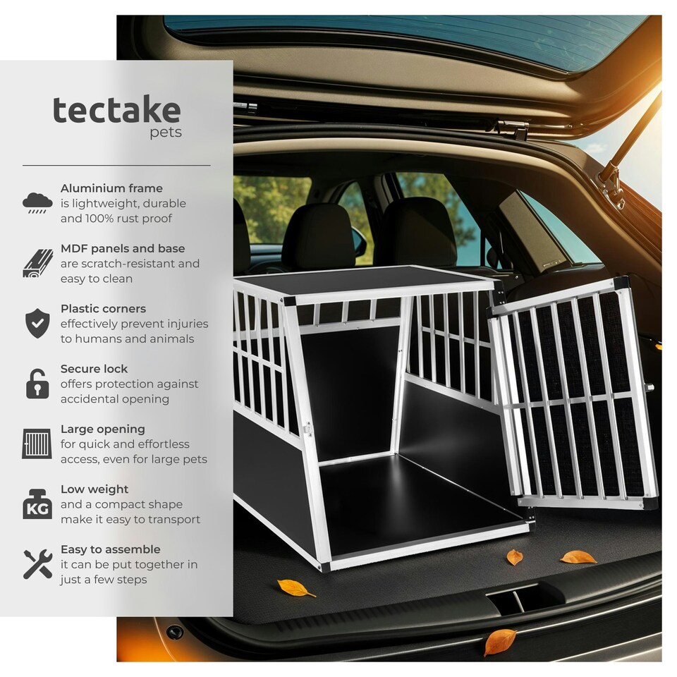 image 1 of Dog Crate - aluminium, angled back wall, lockable, 66 x 90 x 69.5 cm