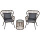 image 1 of Outsunny 3 Pieces Rattan Bistro Set, Wicker Garden Furniture Set with Cushions, Glass Top Coffee Table and Chairs for Outdoor, Patio, Balcony, Grey