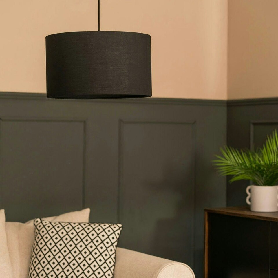 image 1 of ValueLights Reni Medium Black Fabric Pendant Shade