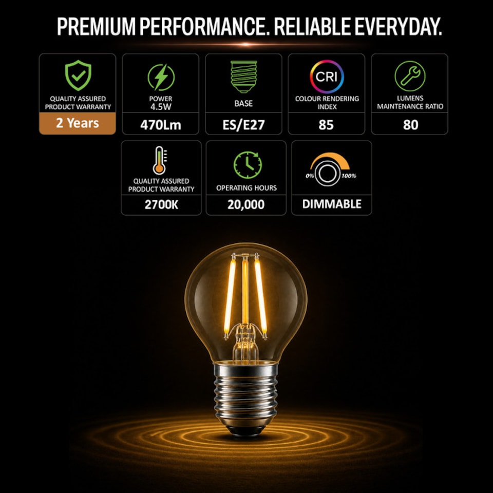 image 1 of BELL Lighting Dimmable E27 LED Filament Golf Ball 4.7W Light Bulb Warm White 2700K