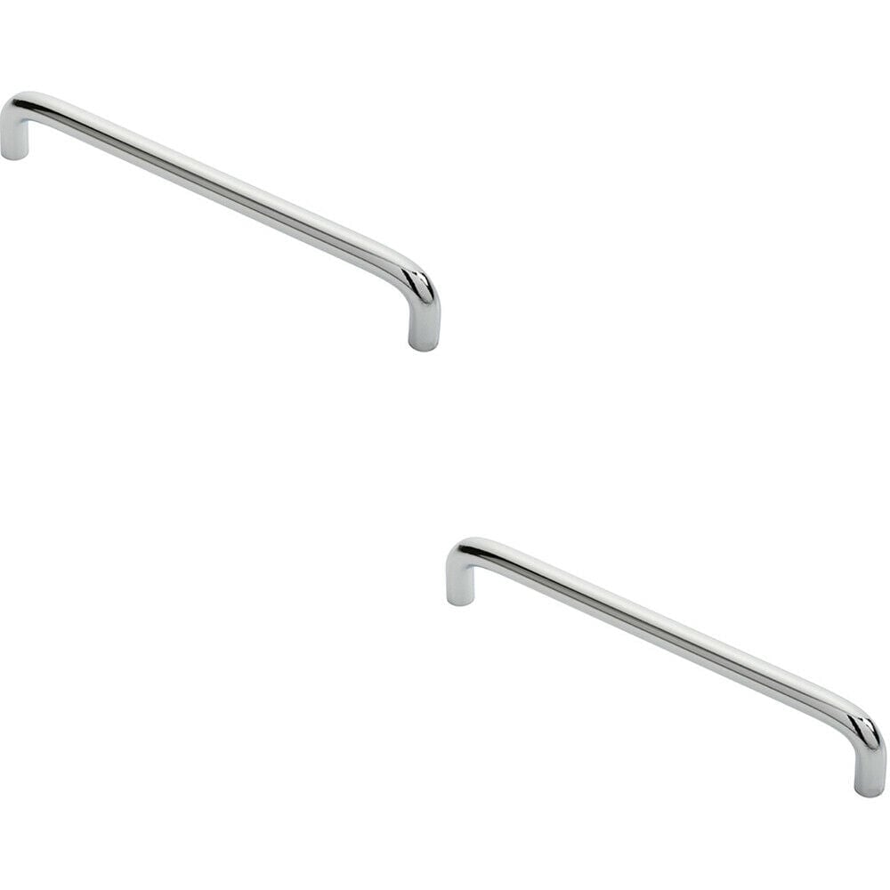 Loops 2x Round D Bar Cabinet Pull Handle 170 x 10mm 160mm Fixing Centres Chrome