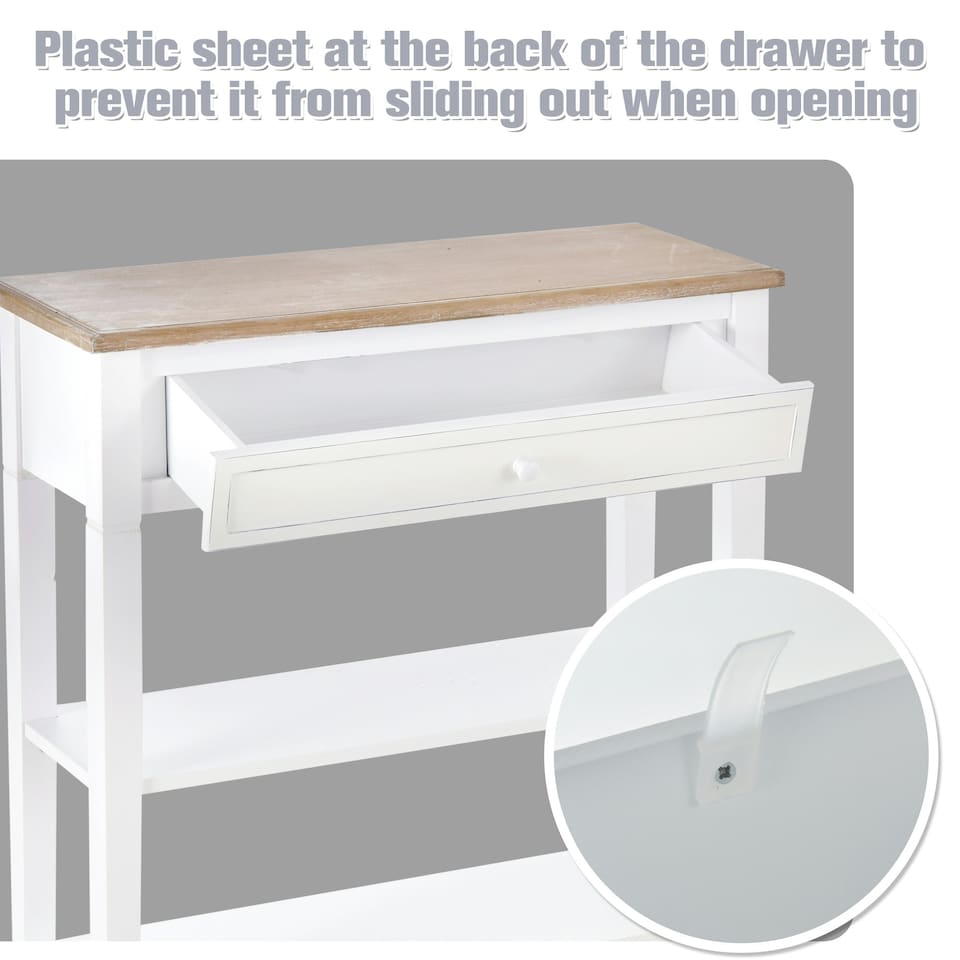 image 1 of HOMCOM 80x75cm Console Table w/ Drawer 2 Shelves Worktop Handle Retro White White | White