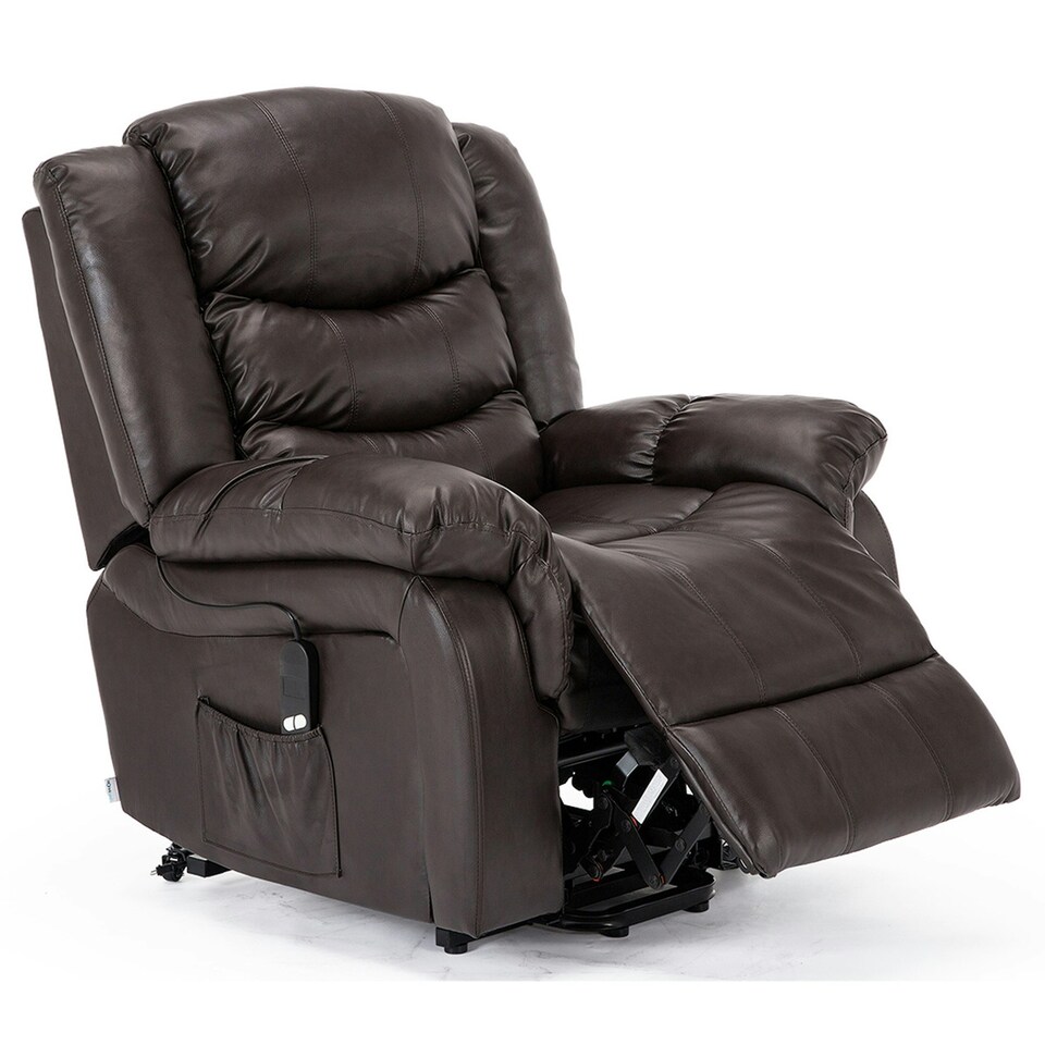 image 1 of Seattle Electric Single Motor Rise Recliner Bonded Leather Chair (Brown)