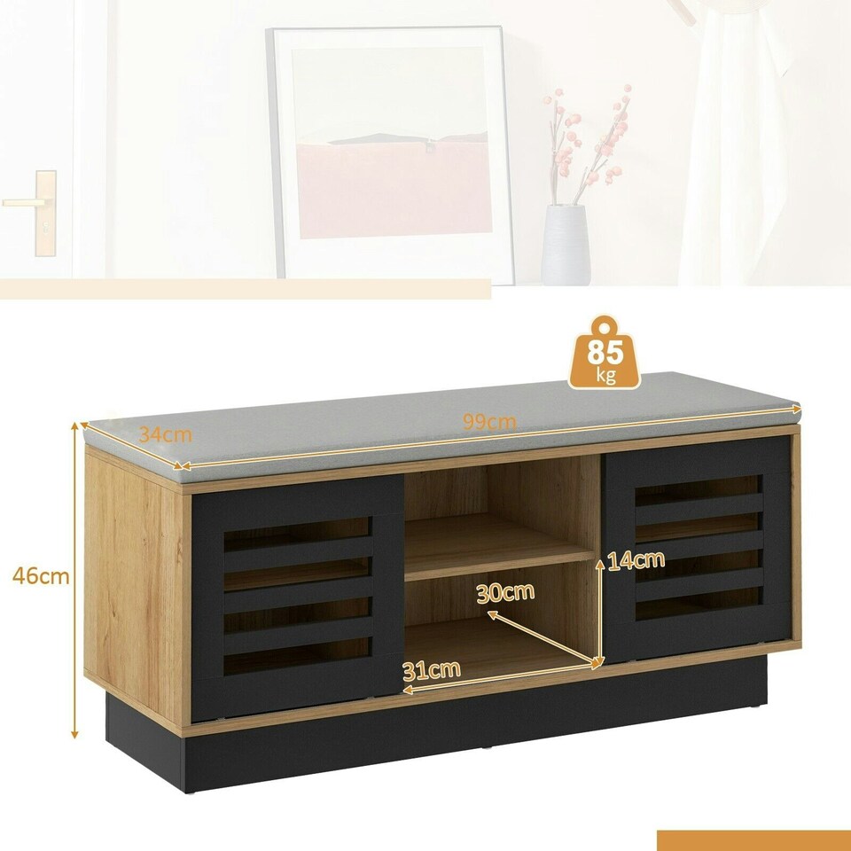image 1 of COSTWAY Wooden Shoe Bench Shoe Storage Organizer Grey Grey
