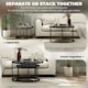image 4 of HOMCOM 2 Pcs Stacking Coffee Table Set Steel Frame Marble-Effect Top Foot Pads 