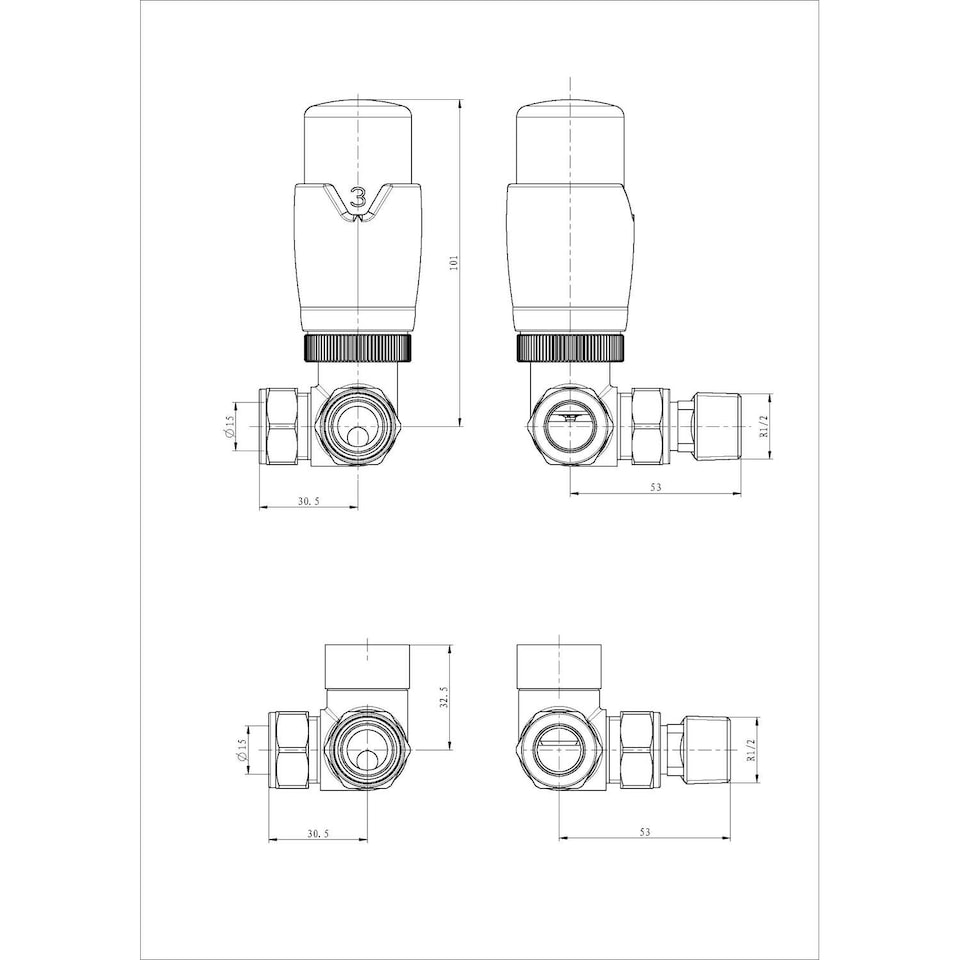 image 1 of Stirling Bold - Anthracite Thermostatic Radiator Valve & Lockshield Corner 10mm