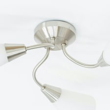 ValueLights Kristina 3 Way Silver Curved Metal Flush Ceiling Light with Frosted White Shades