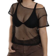 Black 80s Mesh top Black | 2XL