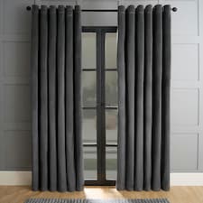 OHS Matte Velvet Thermal Lined Eyelet Curtains, 90x90" - Charcoal
