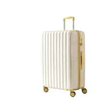 Fergana 28 Inch Cabin Carry On Polycarbonate Hard Shell Suitcase Lightweight Spinner Luggage TSA Lock White