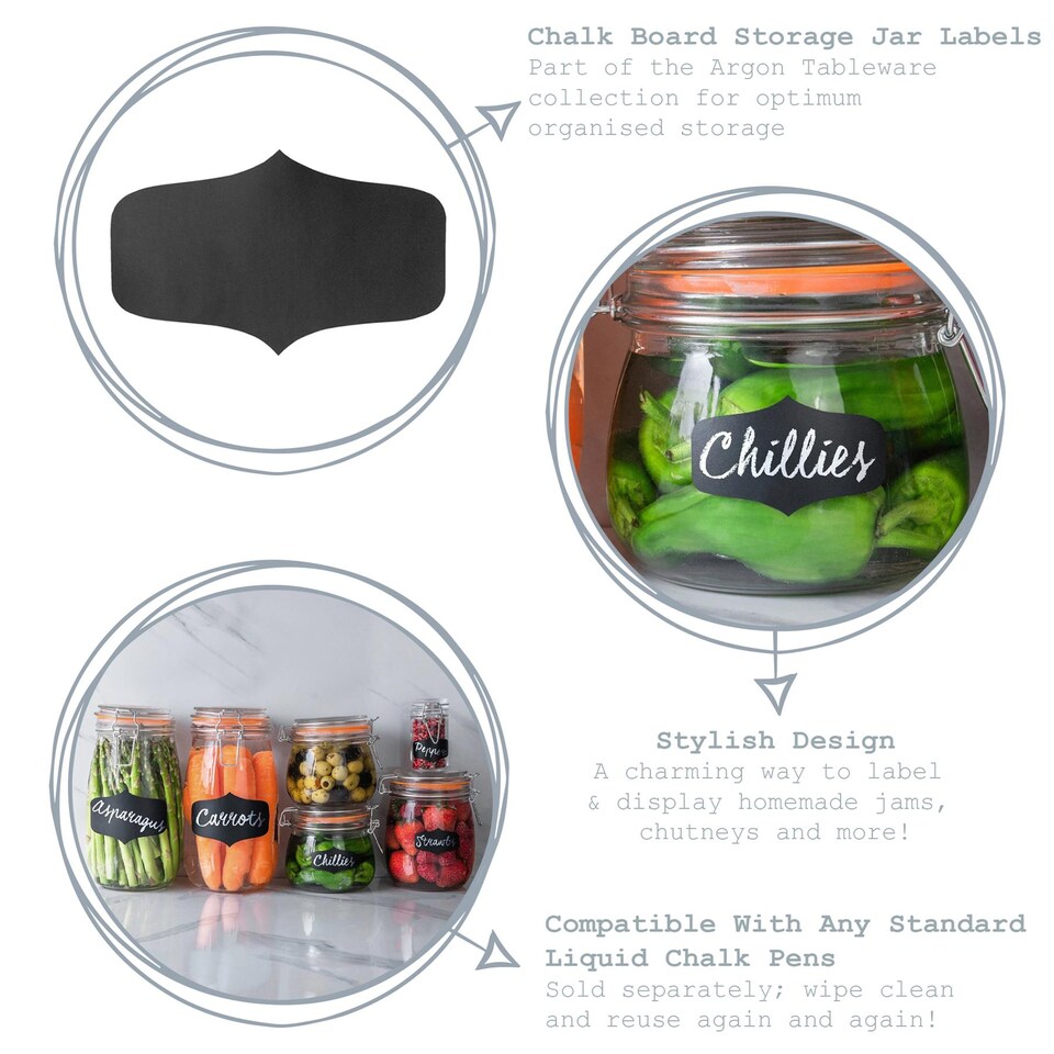 image 1 of Argon Tableware Glass Storage Jar Labels - Small - Black - Pack of 6