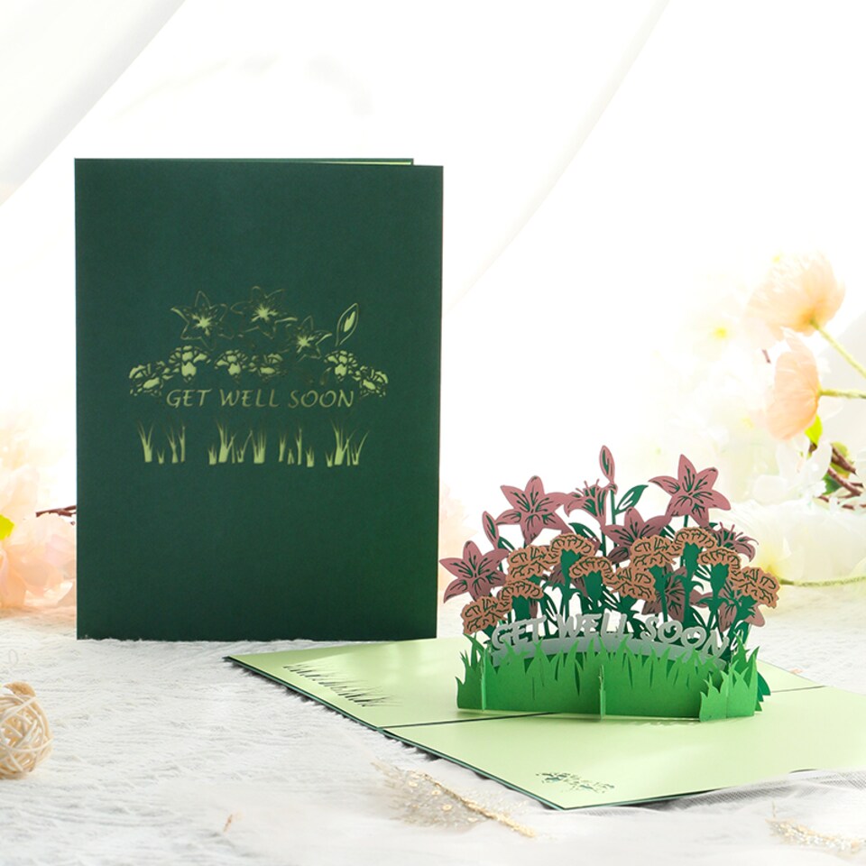 image 1 of Healing Blooms 3D Pop Up Get Well Soon Card